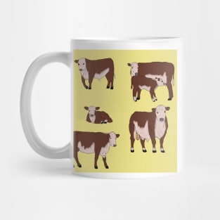 Hereford Cattle Pattern Yellow Mug